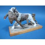 A Cold Painted Soft Metal Table Lighter, circa 1920's, in the form of a retriever spaniel with