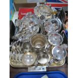 Hotel Plate, baskets, toast racks, cutlery, other plated ware:- One Tray