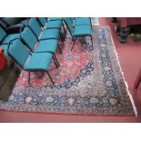 Persian Kashan Style Carpet, with geometric and floral decoration, fringe border. 415cm x 272cm