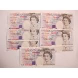 Seven Higher Grade Bank of England Twenty Pounds Banknotes, Graham Edward Alfred Kentfield Chief