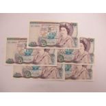 Five High Grade Bank of England Twenty Pounds Banknotes, George Malcolm Gill Chief Cashier,