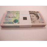 A Mint and Consecutive Run of One Hundred Bank of England Five Pound Banknotes, Merlyn Lowther Chief