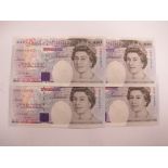 A Mint and Consecutive Run of Four Bank of England Banknotes, Graham Edward Alfred Kentfield Chief