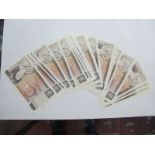 Twenty-Three Higher Grade Bank of England Ten Pounds Banknotes, David Henry Fitzroy Somerset Chief