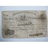 A Newcastle Upon Tyne Five Pounds Banknote, (2nd July 1836). Usual heavily circulated condition.