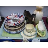 Beswick Pottery Chestnut Horse, Crown Devon vase, Imari, Mortlock and other plates, Devon saucer