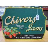 A Circa 1950's Original Shop Showcard For 'Chivers Fresh Fruit Jams' with back support.