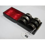 Set of Six Silver Napkin Rings, Birmingham 1898, individually numbered, in black Morocco case.