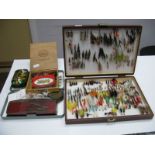 Fishing- Flies, floats, etc, in display boxes and tins.