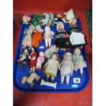 A Quantity of Early XX Century and Later Small Dolls, including porcelain faced wire dolls, dolls