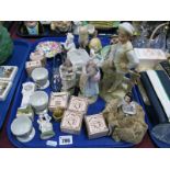 A Circa 1920's China Pin Cushion Doll, boxed Wade 'Bear Ambitions', parian type model boy with cart,