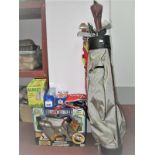 Cyber Dog II, part golf set and bag, Diecast telephone money bank, Corgi Concorde, etc.