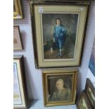 A Print of Edwardian VIII, in army uniform, together with a print after T.Gainsborough "Blue Boy"