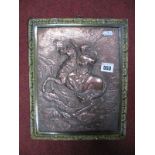 XIX Century Copper Wall Panel of Napoleon on Horseback, within brass frame, 31.5 x 25.5 cms.