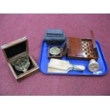 Early XX Century Japanese Sarcophagus Shaped Caddy Box, portable chess, butter pats and mould, two