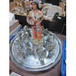 Jim Ponter Pewter Figures of Red Indians, together with a resin figure of a standing Indian:- One