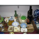 Guiness, Schweppes, Bass and other ceramic ashtrays, bottles, hotel glasses, other breweriana:-