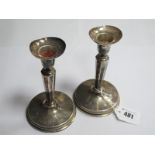 Pair of Swedish Silver Candlesticks, having octagonal stems and circular bases, stamped 'MGAB F9',