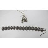 A Decorative Marcasite Set Bracelet, of hinged panel design, to snap clasp; together with a