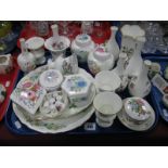 A Quantity of China Decorative Vases, trinket boxes, thimbles etc., including Wedgwood 'Meadow