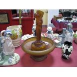 Art Deco Amber Glass Table Centre Piece, comprising pedestal, berry bowl and flower posy