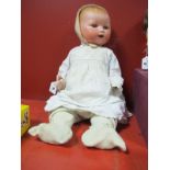 Early Mid XX Century Armand Marseille Porcelain Head Doll, sleepy eyes and open mouth with teeth.