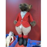 Large Modern Soft Toy Fox, dressed as a huntsman, approximately 76cms tall.