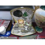 Boxed 1960's Plated Dressing Table Set, together with a Staffordshire money box and cottage sugar