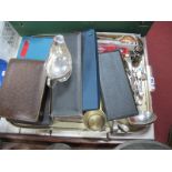 Fish Servers, having silver ferrules, other cased and loose cutlery, sauce boat etc:- One Tray