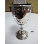 A Victorian Hallmarked Silver Goblet, foliate decorated, 16cms high.