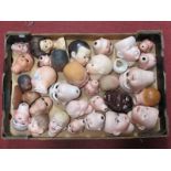 A Box of Reproduction Dolls Heads, c1980, approximately thirty two items including Seeley and