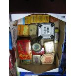 Vintage Advertising Items, including tins (Thornes, Andrews, etc), Black & White whisky ashtray,