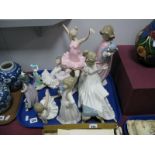 A Collection of Nao and Affiliated Valencian Model Figure Ballerinas, young girls, ladies seated,