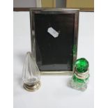 A Hallmarked Silver Mounted Photograph Frame, together with a hallmarked silver mounted green and