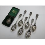 A Set of Six Silver Fiddle Pattern Teaspoons, Sheffield 1899, Walker & Hall 'S' monogram, and a