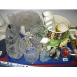 Hornsea 'Studio' Bowl, Carlton ware leaf moulded dish, Lladro style figures, lead crystal vases,
