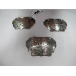 A Matched Set of Three Hallmarked Silver Decanter Labels, Gin, Brandy and Whiskey. (3)