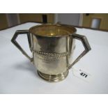 A Hallmarked Silver Three handled Loving Cup, inscribed "Replica of the David Flather Loving Cup