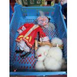 Two Pelham Puppets, Wizard and White Poodle, unboxed.