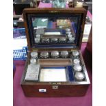 Mid XIX Century Walnut Ladies Travelling Dressing Table Box, with a fitted interior, single