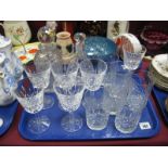 A Set of Six Waterford Crystal Wines, a lead crystal decanter with silver hallmarked collar (