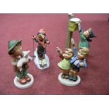 Hummel Pottery Figures, 'Auf Wiedersehen', 'The Lost Sheep', 'A Letter to Santa Claus', 'Skier'. (