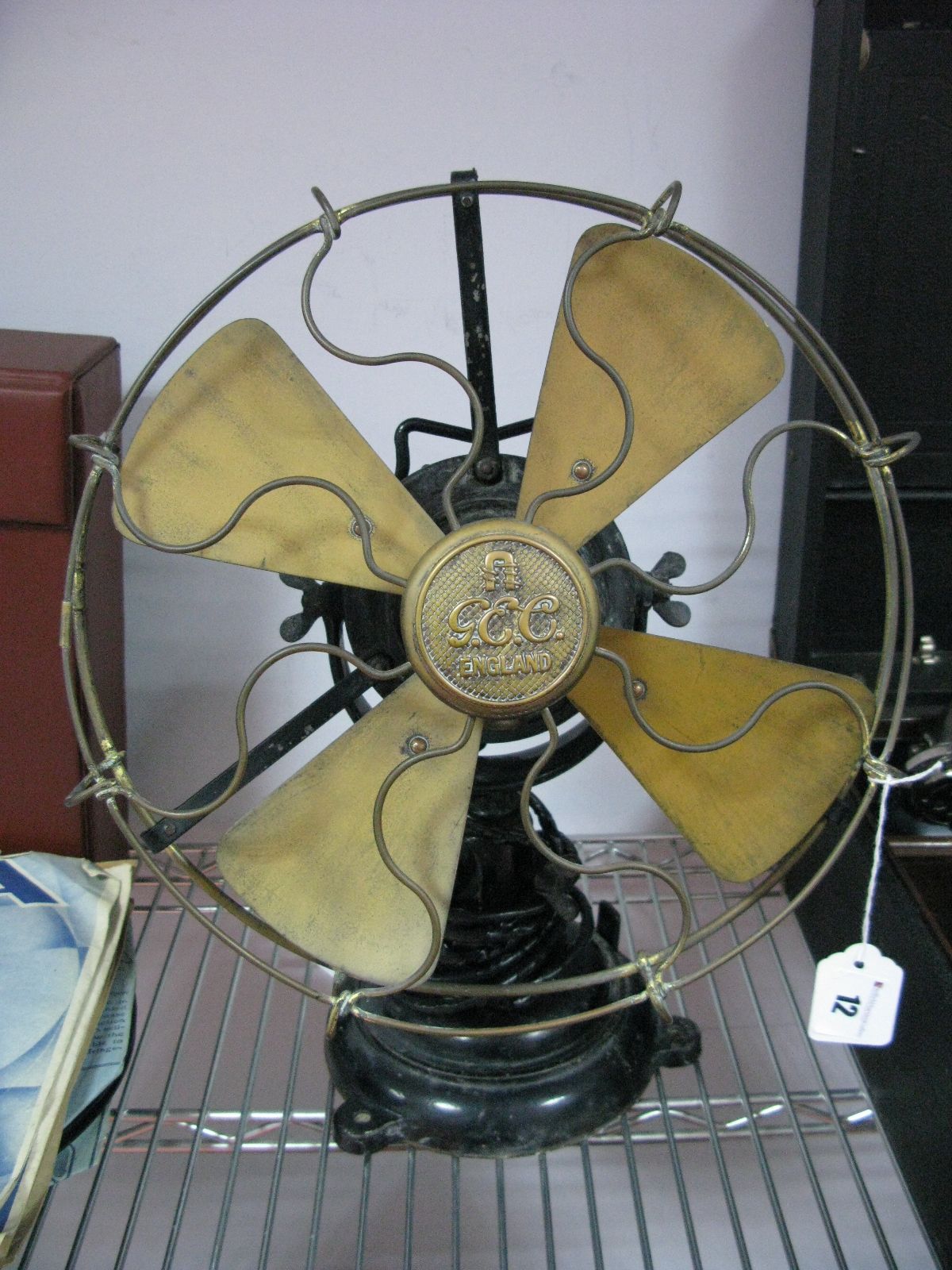 A Circa 1920's G.E.C Desk Fan, cast iron base (rewired).