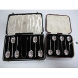 A Cased Set of Six Hallmarked Silver Teaspoons, H.Phillips, London 1935, complete with matching