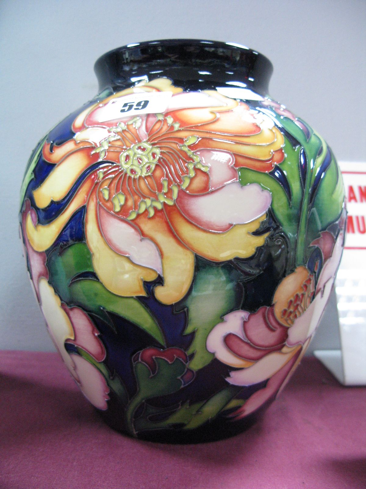 A Moorcroft Pottery Vase, decorated with the (Trial) Asia Peony design by Emma Bossons for the R.H.
