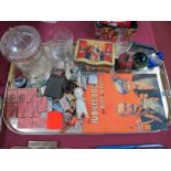 Paperweights, ceramic doll, lighters, boxed padlocks, Royalty memorabilia etc:- One Tray