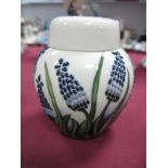 A Moorcroft Pottery Ginger Jar and Cover, decorated with the Muscari design by Elise Adams, shape