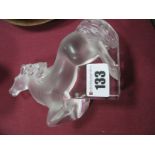 Lalique Glass Rearing Horse Paperweight, inscribed in italics under Lalique R. France, 13.5cms