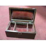 A XIX Century Mahogany Box, with brass escutcheon (lacking lock), plush lined, 28 cms wide.