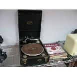 An Edison Bell 78rpm Record Player; plus records.